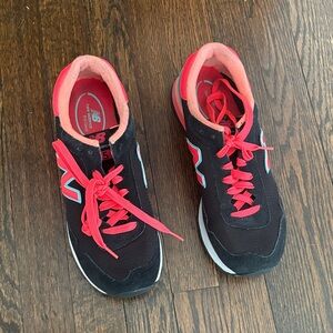 New Balance Women’s Black Sneakers with Pink Accents